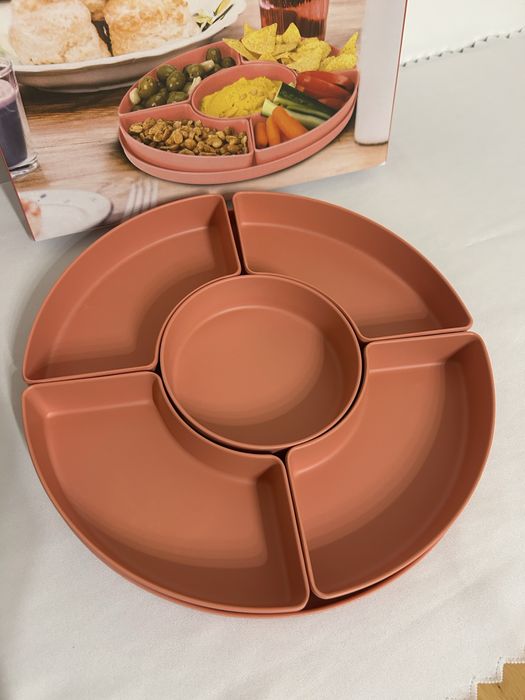 Patera do serowania koralowa  Melamine taca + miseczki nr.8584