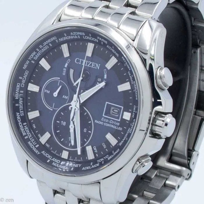 Citizen Eco-Drive AT9030-55L Kpl w stanie idealnym z bransoletą i paskiem skórzanym. Alarm/World Time,etc