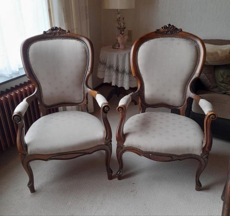 2 barokowe krzesla drewno rzeźbione Ludwik VX