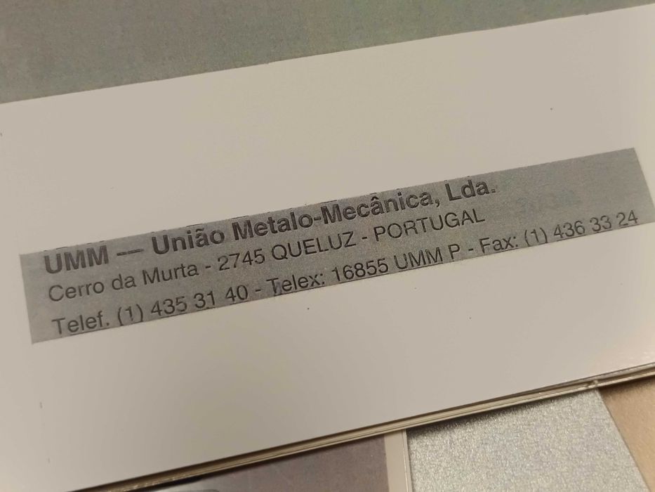 Maquetes do derradeiro catálogo UMM