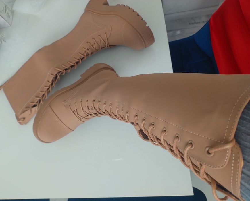 Buty glany sznurowane wiązane 36  37 38 39 beżowe karmel
