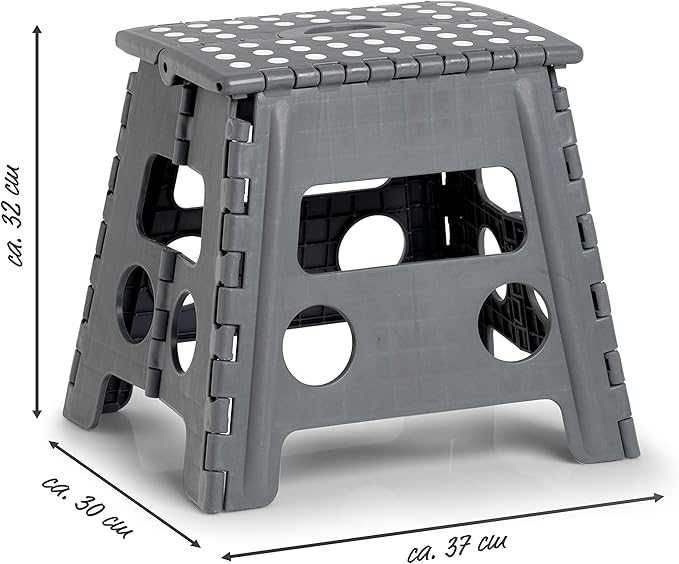 Zeller Taboret składany stołek tworzywo sztuczne  szary max 150 kg
