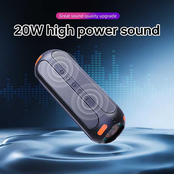 Блютуз колонка T69 Pro Max 20W. Сонячна зарядка, мульті ліхтар, магніт