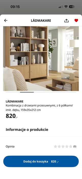 Regał z 6 półkami  imitacja dębu LÅDMAKARE  Ikea stan idealny