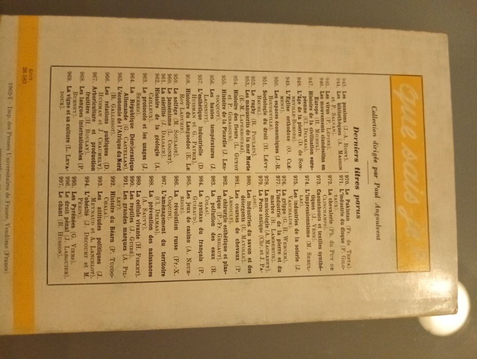 L'acoustique Apliquee N° 385	Matras Jean-Jacques	Presses Universitaires de France 1962 - Livro muito antigo mas como novo
