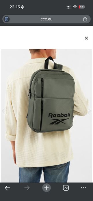 Plecak sportowy szkolny reebok szary