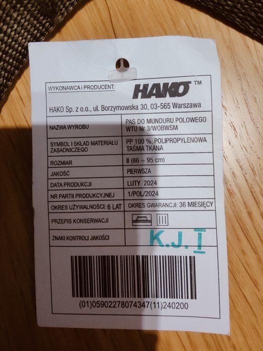 Pas do munduru polowego. Wielkość 2 (86-95cm)