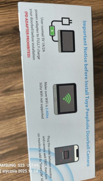 Bezprzewodowy Inteligentny wizjer HD do drzwi.