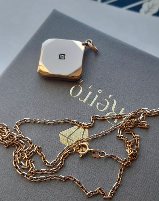 XIXw. Broszka Perły głębinowe Złoto 15k Gwiazda Księżyc Certyfikat