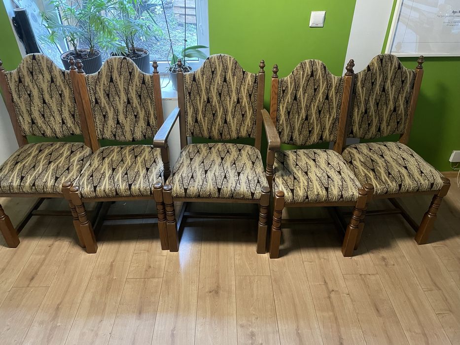 Stół dębowy rozkładany + 5 krzeseł ottensarndt 130/224 x 87