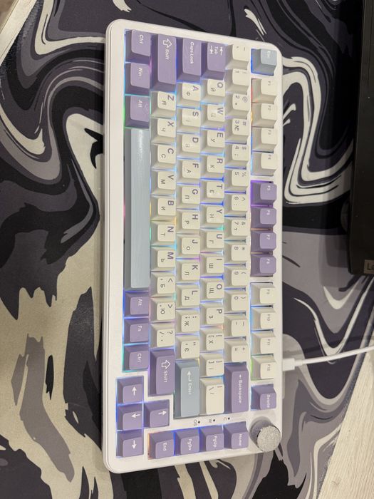 Ajazz AK820 Max !ГАРАНТІЯ! магнітна біло фіолетова клавіатура RGB нова ТОП
