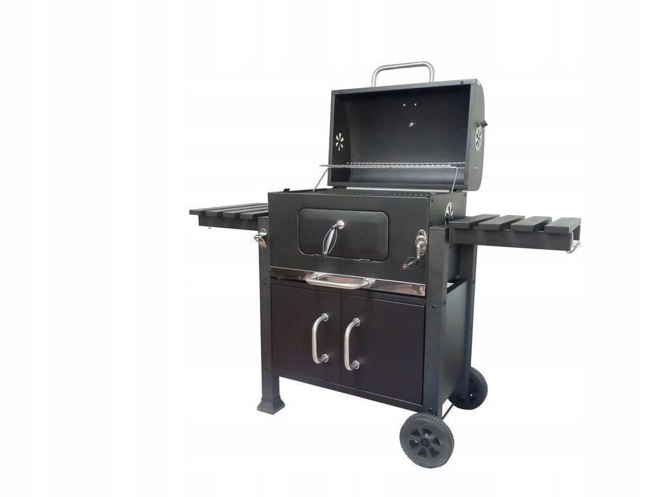 Przenośny grill węglowy kempingowy z rusztem żeliwnym pokrowiec