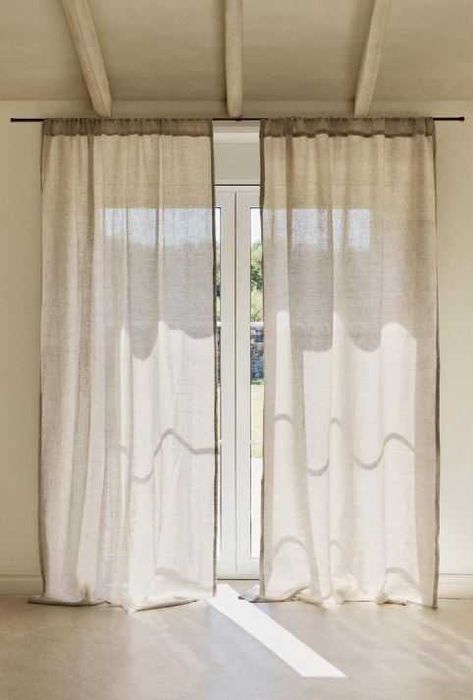 Lniane zasłony BOHO Zara Home beżowe
