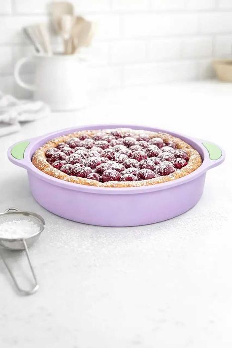 Силиконовая форма для выпечки 27,5×4 см с ручками и рельефным дном