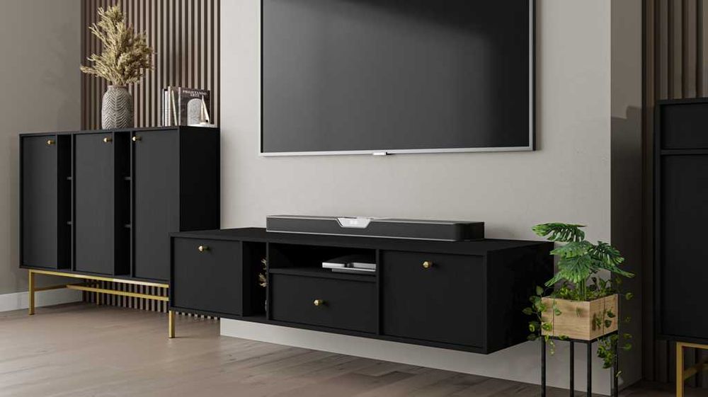 Komoda RTV 2K 1S podwieszana JAKATA 4 Czarny Grafit HIT !!!