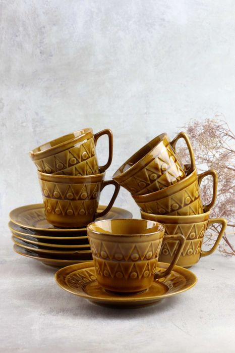 Zestaw ceramicznych filiżanek Ira Chodzież porcelit ceramika prl