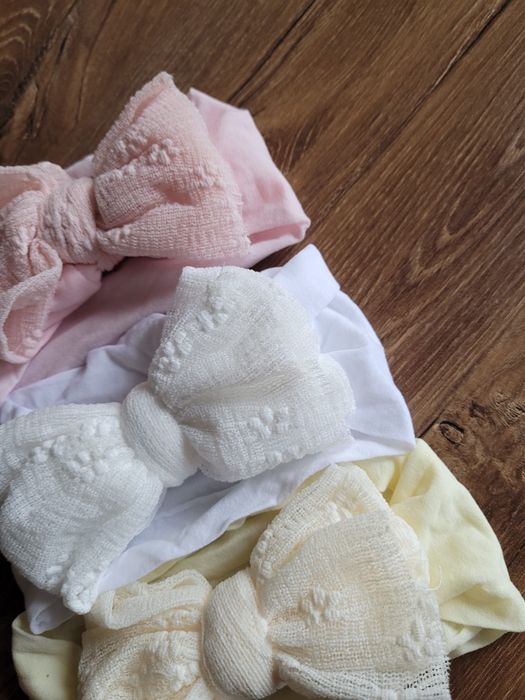 zestaw opasek dla dziewczynki z kokardkami 0-2lat