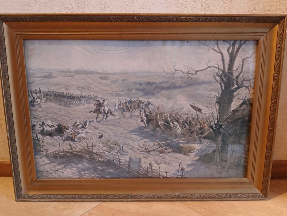 Kościuszko , Racławice Stara  grafika druk kolorowy