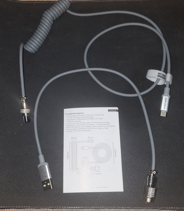 Cпиральный USB-C кабель-авиатор Attack Shark x Manbasnake C01 Pro