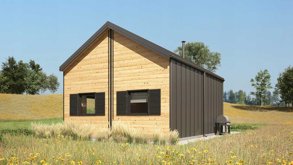 Drewniany domek całoroczny letniskowy 5m/8m 28mm-15mm