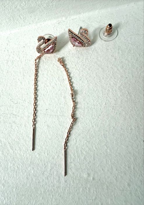 Swarovski Brincos dourados Cisne Cristais