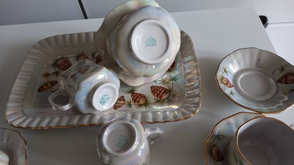 КФЗ сервіз кавовий ШИШКА Коростенський фарфор 16 пр. 6 персон позолота