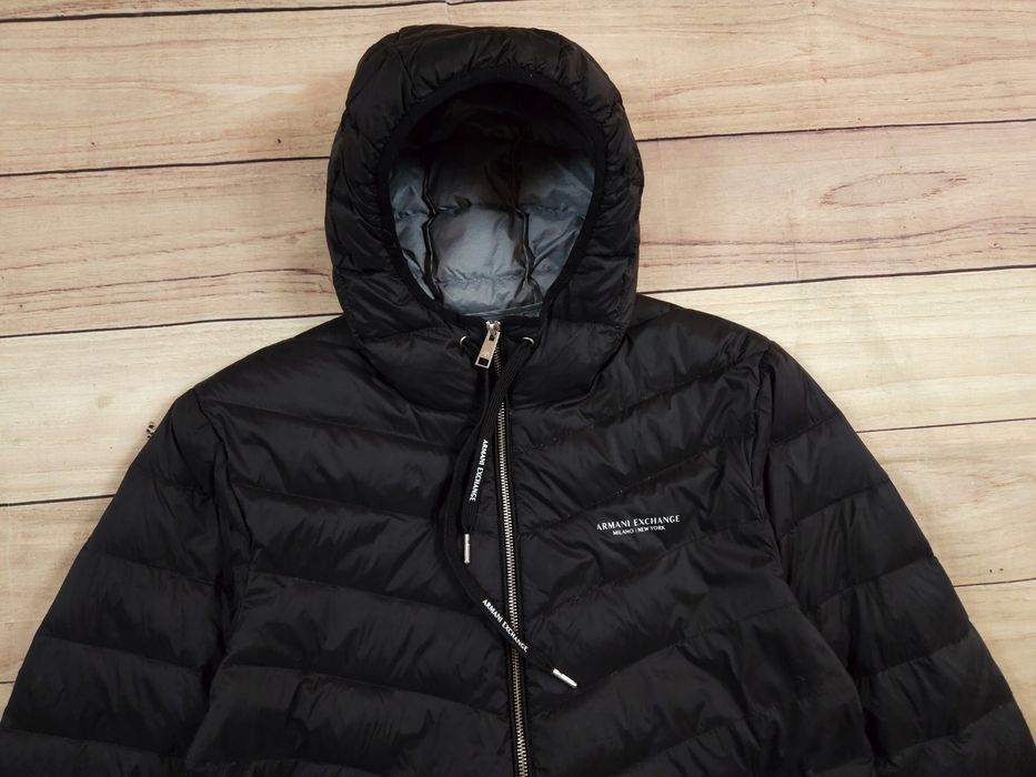ARMANI EXCHANGE Kurtka Puchowa Męska Czarna Logo r. M