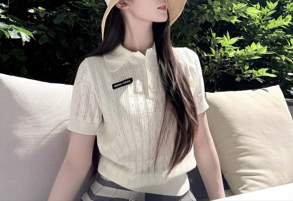 Поло футболка мереживна Miu miu