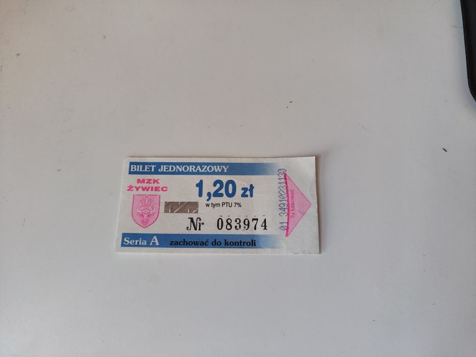 Bilet MZK Żywiec - bilet kolekcjonerski skasowany