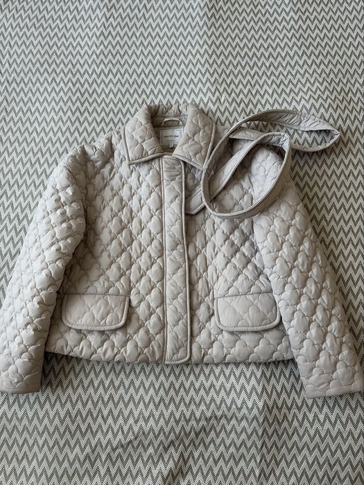 Куртка стьобана бежева/рожева One by one український бренд