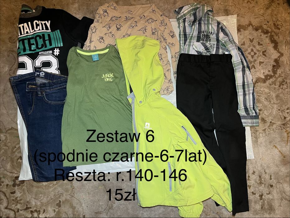 Ubranka chłopięce r.140-146 + spodnie czarne (6-7lat)