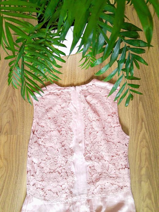 Koktajlowa suknia L z koronką wesele dla świadkowej elegancka maxi