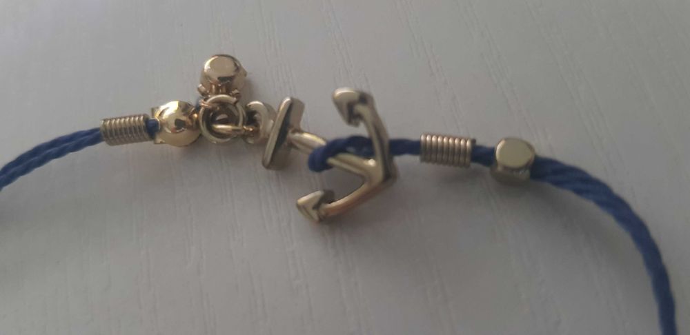 bransoletka sznurek kotwica granatowa kolor kotwicy złoty
