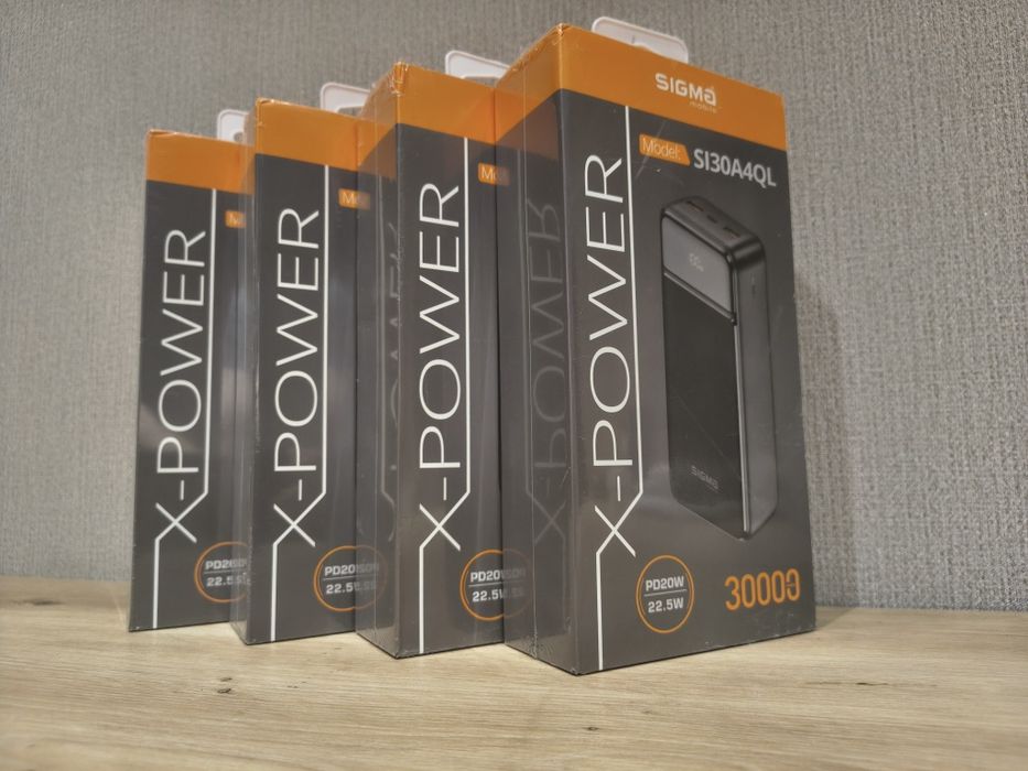 Power Bank Sigma X-Power SI30A4QL 30000 мА·ч 22.5W PD/QC — новый, запечатанный