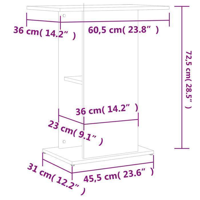 Stojak akwariowy Vidaxl 60,5x36x72,5 cm, szarość betonu