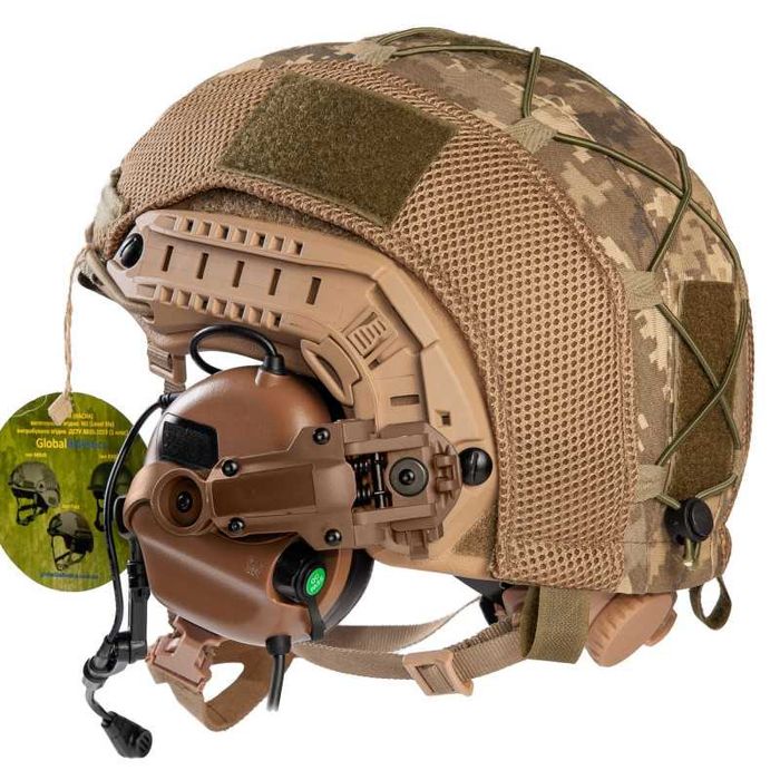 Шолом FAST в кавері з навушниками M32H з "Чебурашками". Койот