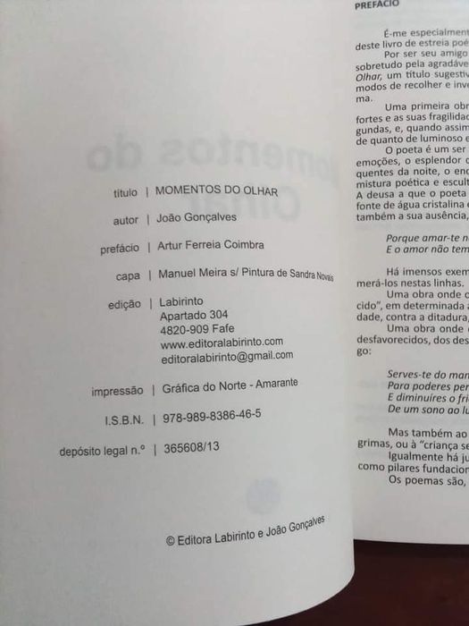 Momentos do Olhar - poesia - João Gonçalves