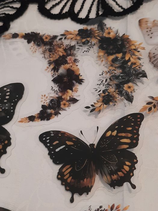 15 stickers encantadoras de luas e borboletas em tons florais