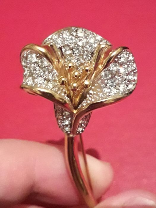 Редкая брошь цветок заколка украшение бижутерия стразы