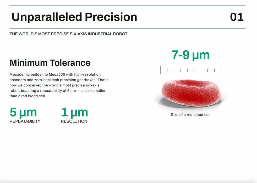 Robot 6osi 0.5kg HarmonicDrive+silniki Maxon +-5um Meca500 ROS ROS2