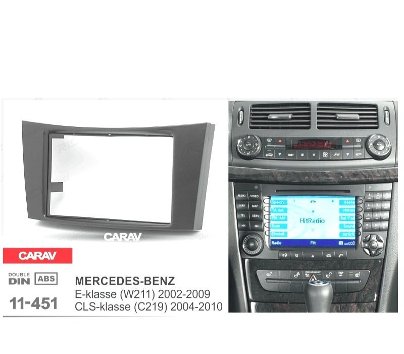 MOLDURA ADAPTADOR PRETO PARA RADIO 2-DIN MERCEDES CLASE-E W211 CLASE-CLS W219