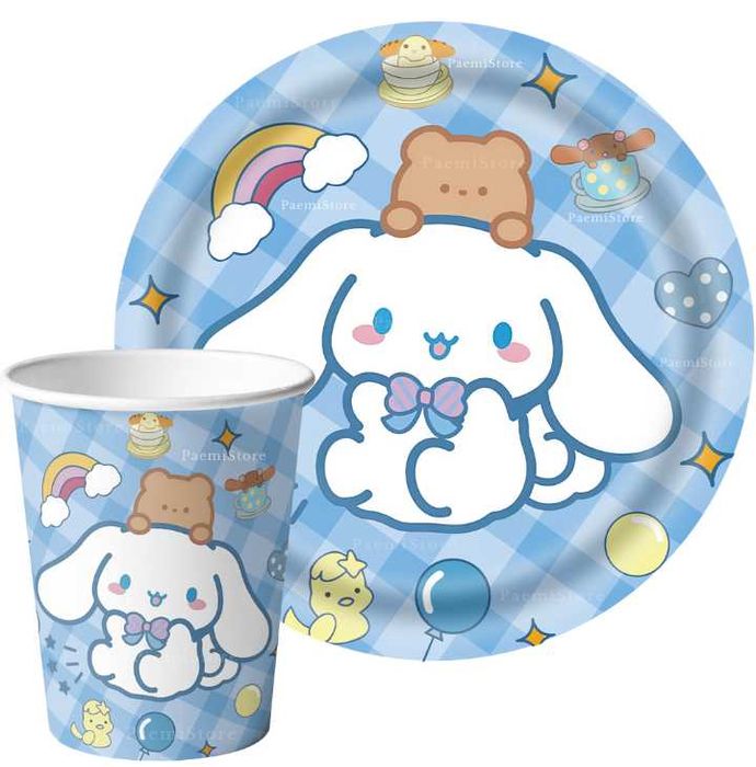 Cinnamoroll zestaw urodziny kubki talerze 40 elem. kubeczki talerzyki