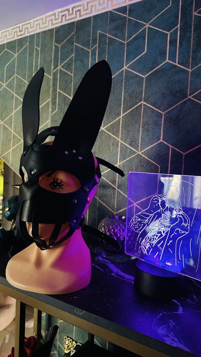 Skórzana maska Bunny | rave / drag queen / pole dance