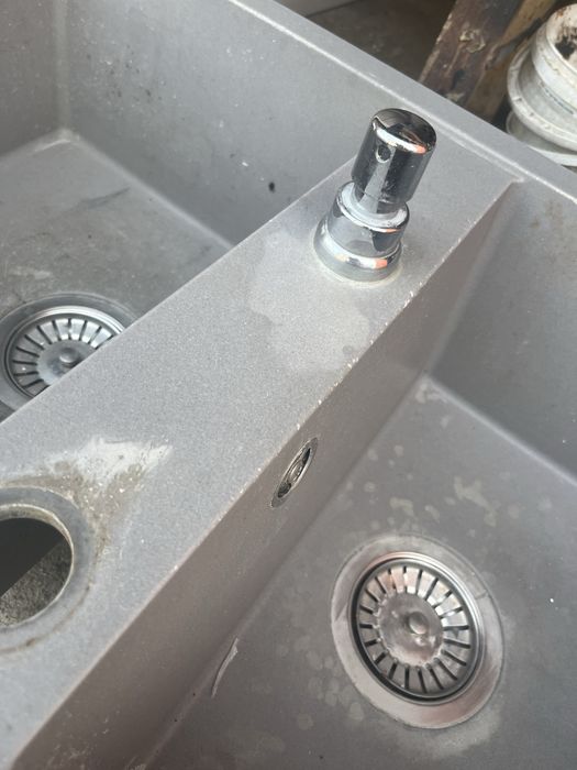 Zlew dwukomorowy szary