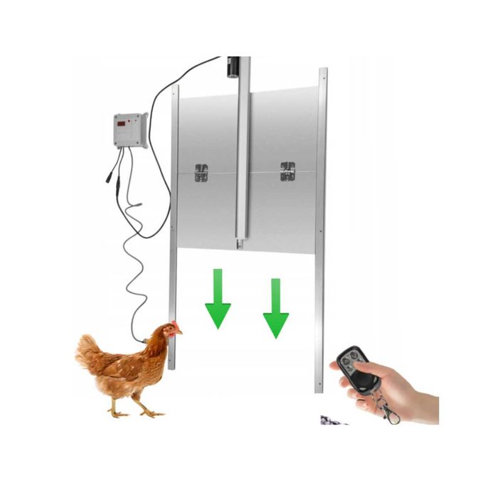 Automatyczne drzwi do kurnika 12v 30x30cm timer czujnik pilot