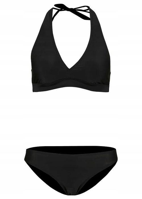 B.P.C bikini trójkątne miseczki wiązane na szyi czarne z figami ^44
