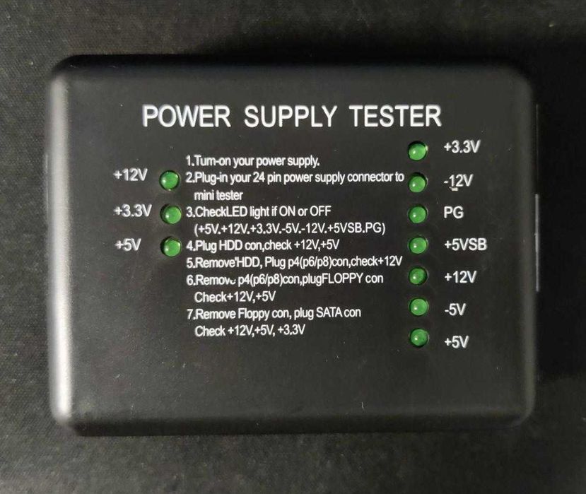 Тестер блоків живлення ATX, BTX, ITX, PSU 20/24pin SATA Molex