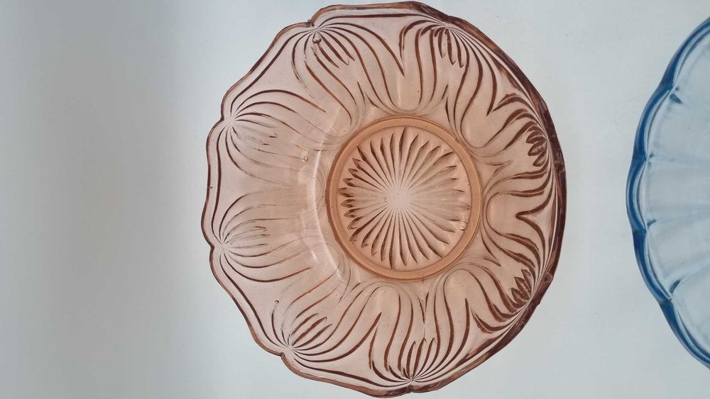 4x misa szkło prasowane Ząbkowice Hortensja Design PRL Art Deco