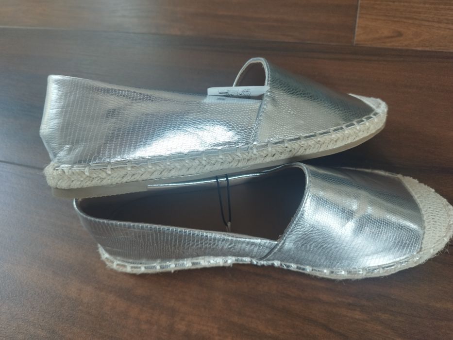 Buty damskie balerinki srebrne nowe rozmiar 37 38