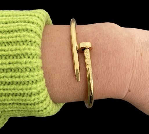 Bransoletka Cartier gwóźdź stal 316L żółte złoto roz.17,19